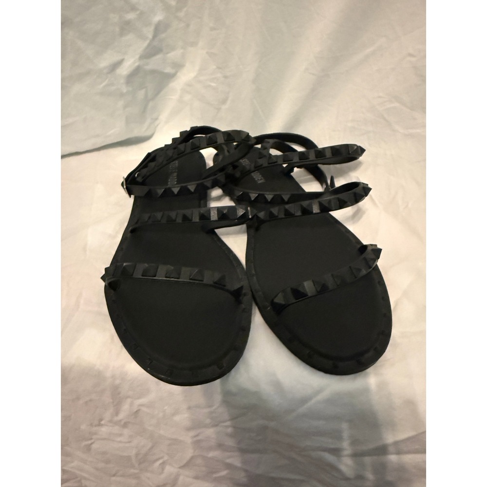 Steve Madden Skyler Black Studded Jelly Gladiator Sandals Womens 8 Flat Strappy